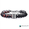 TCC™ Natural Red Tiger Eye & Matt Agate Stone Stainless Steel Bracelet